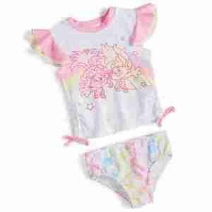 Trolls Flutter-Sleeve Swimsuit, 2 Piece Set